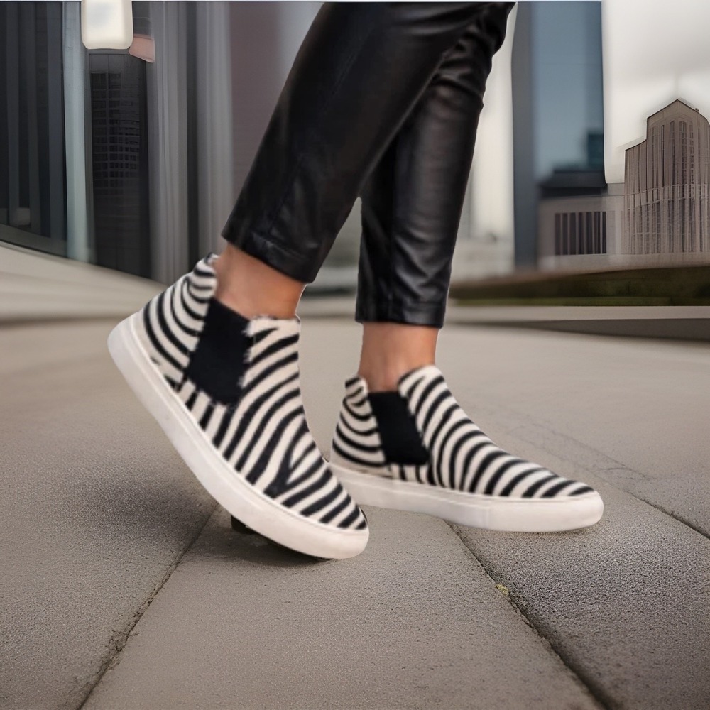 NWOB Coconuts by Matisse Zebra Print Slip-On Sneakers Artsy Preppy Biker Women 6